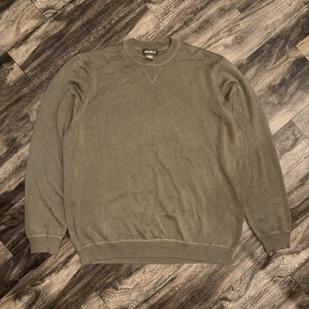 Eddie Bauer Men's XL Knit Crewneck Pullover Sweater Long Sleeve Green Top